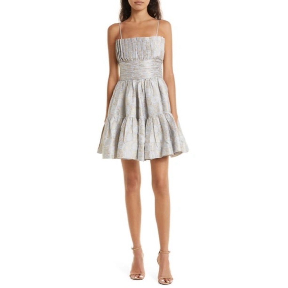 BYTIMO NWT Floral Brocade A-line Dress In Light Blue